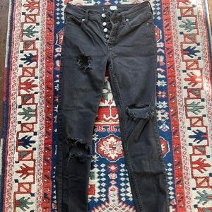 Free People High Rise Black Distressed Jeans